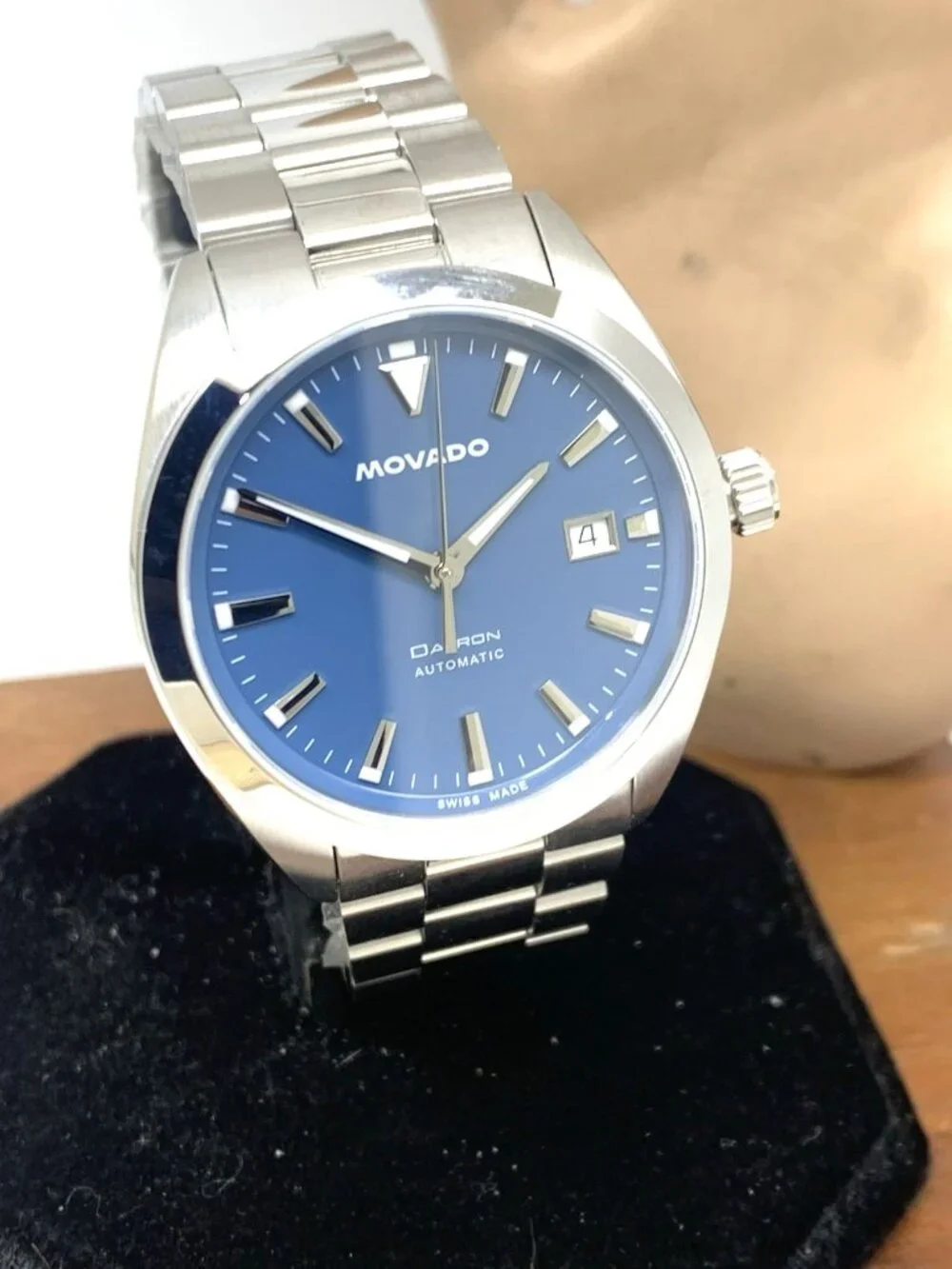 Movado Men's Watch 0608048 Heritage Datron Swiss Automatic Blue Dial Steel 40mm